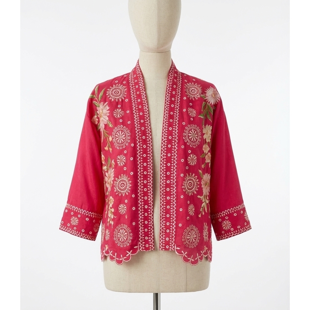 NEW JOHNNY WAS della linen cropped kimono in jazzy